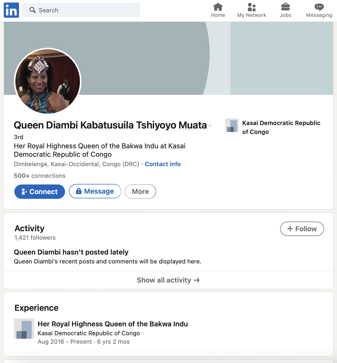 Queen Diambi LinkedIn profile
